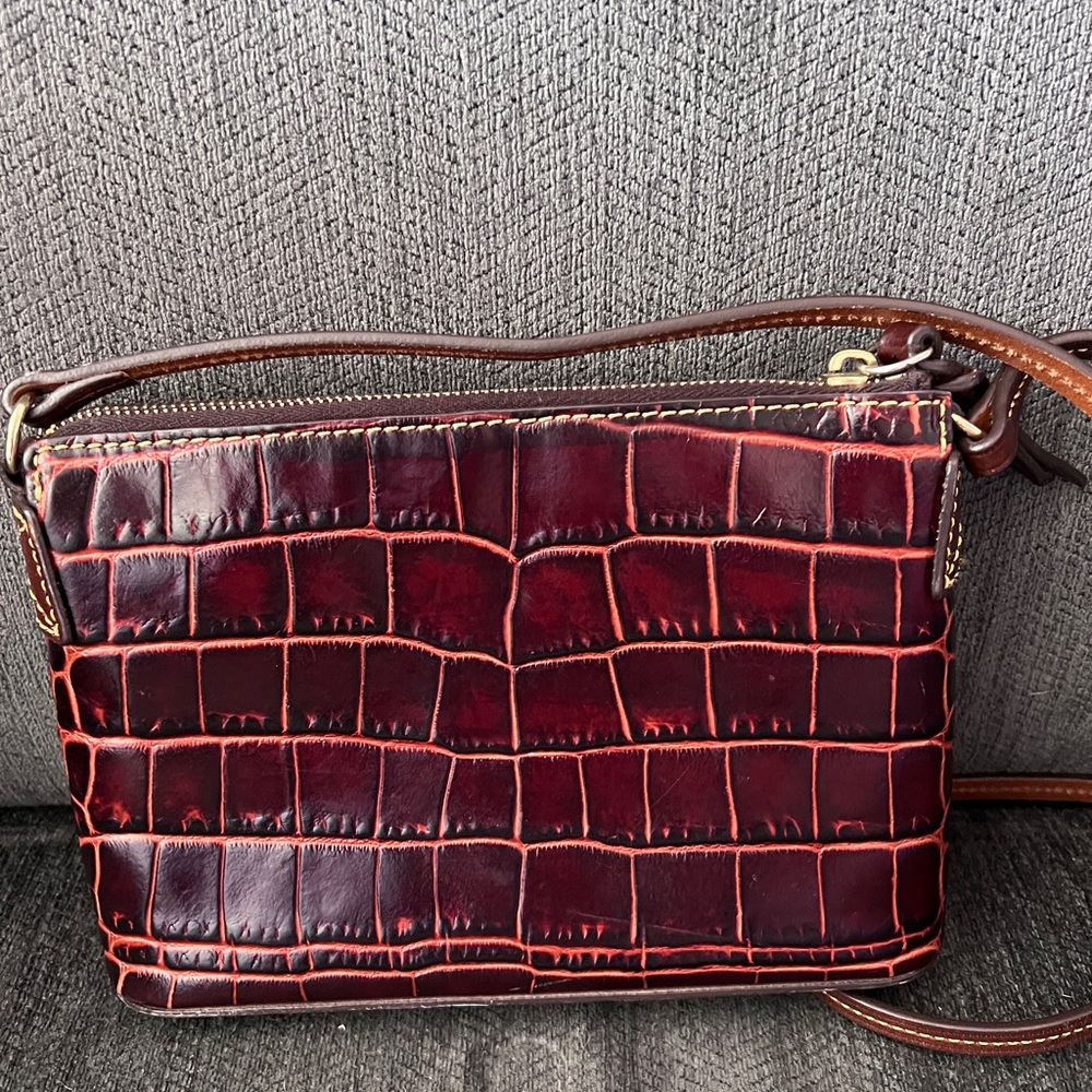 Dooney & Bourke Burgundy Croc Embossed Crossbody Bag - Picture 2 of 10
